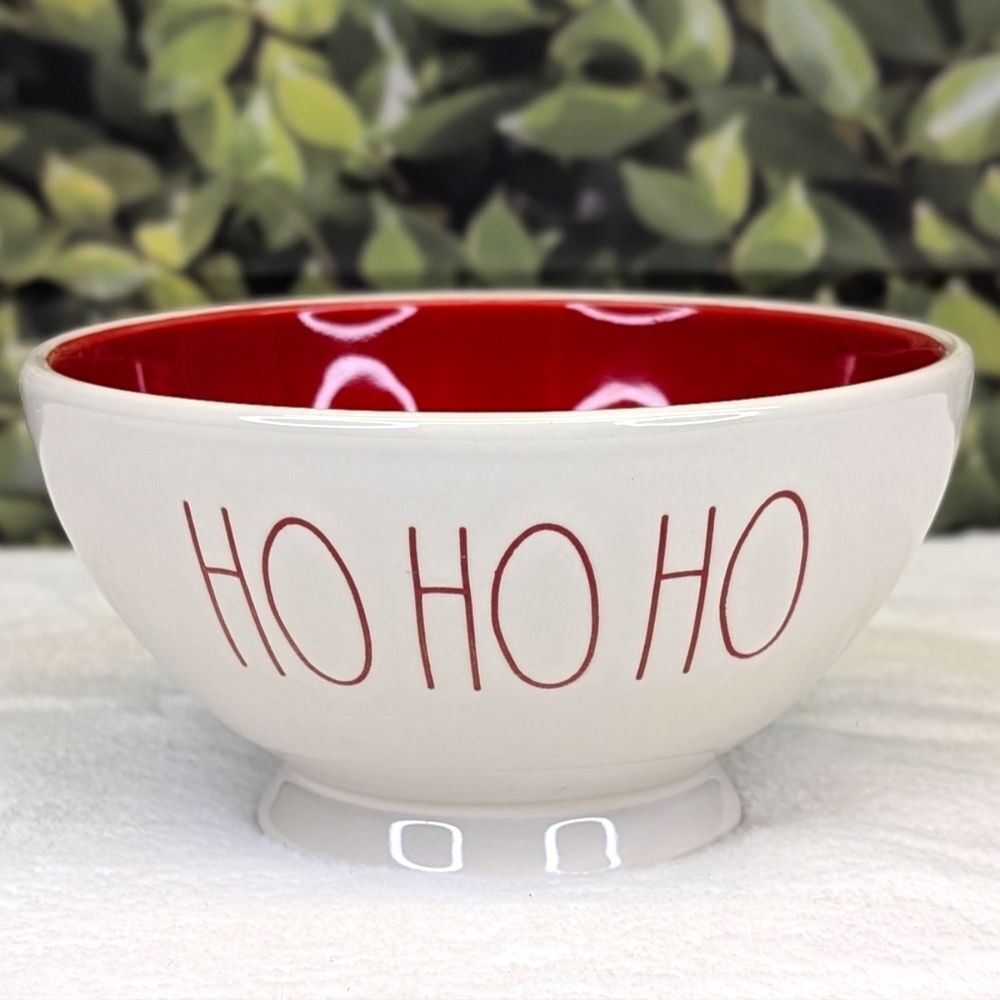 Rae Dunn HO HO HO Red/White Ceramic Holiday Bowl